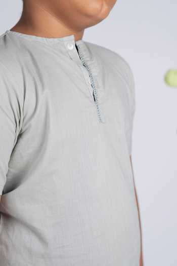 Shop_OurDve_Grey Cotton Shirt And Pant Set _Online_at_Aza_Fashions