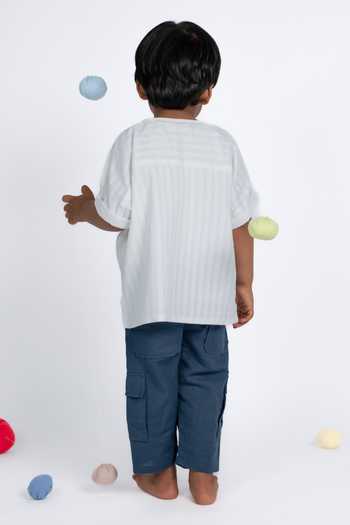 OurDve Striped Cotton Shirt & Pant Set 