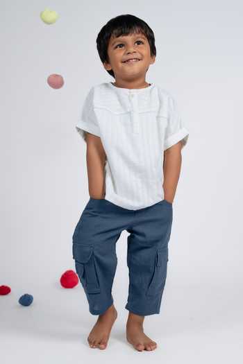 OurDve Striped Cotton Shirt & Pant Set 