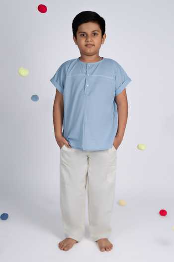 OurDve Kantha Embroidered Cotton Shirt & Pant Set 