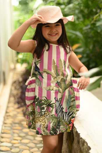 JANYAS CLOSET_Pink Cotton Jungle Print Dress _Online_at_Aza_Fashions