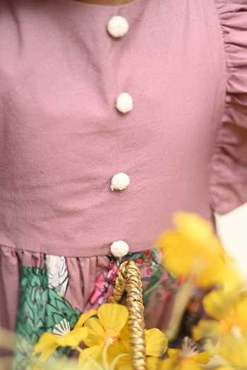 Buy_JANYAS CLOSET_Mauve Cotton Safari Print Dress _Online_at_Aza_Fashions