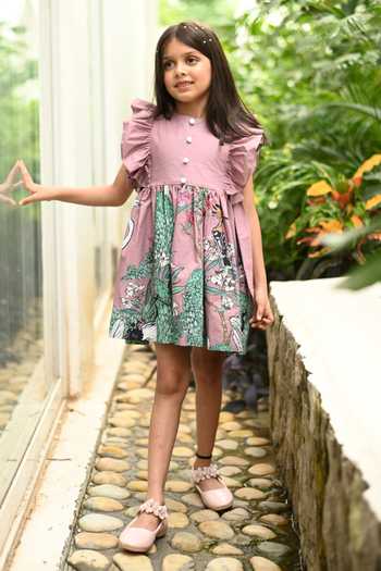 Buy_JANYAS CLOSET_Mauve Cotton Safari Print Dress 