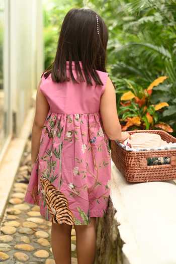 JANYAS CLOSET Tiger Garden Print Dress 