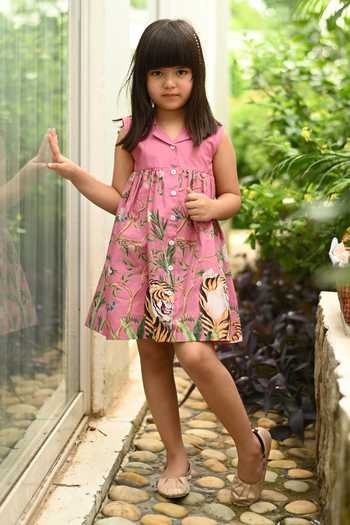 JANYAS CLOSET Tiger Garden Print Dress 