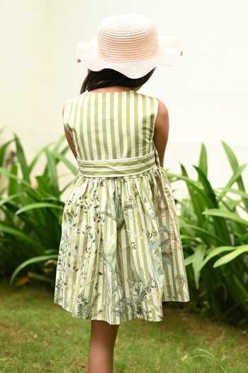JANYAS CLOSET Stripe Print Dress With Belt 