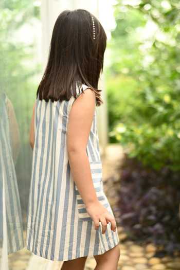 JANYAS CLOSET Stripe Print Cotton Dress 