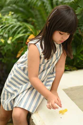 Buy_JANYAS CLOSET_Blue Cotton Stripe Print Dress _Online_at_Aza_Fashions