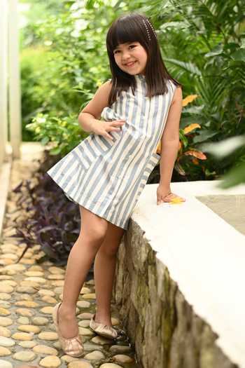 Shop_JANYAS CLOSET_Blue Cotton Stripe Print Dress 