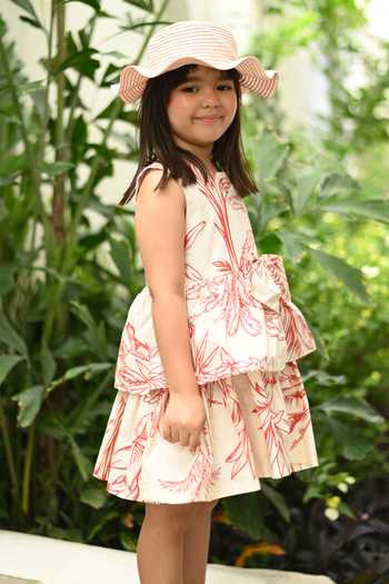 Buy_JANYAS CLOSET_Red Cotton Tropical Breeze Dress _Online_at_Aza_Fashions