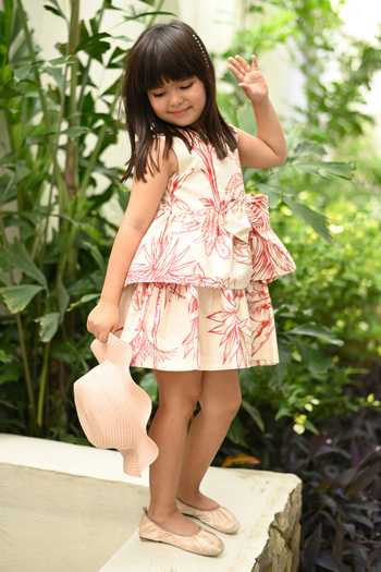 Shop_JANYAS CLOSET_Red Cotton Tropical Breeze Dress _Online_at_Aza_Fashions