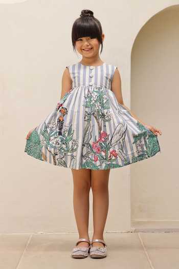 JANYAS CLOSET Stripe Jungle Floral Print Dress 
