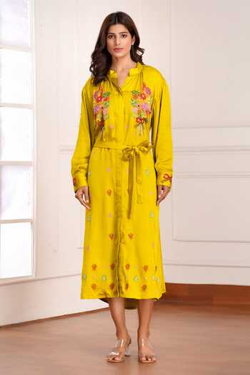 Sheeshakari Silk Embroidered Midi Dress 