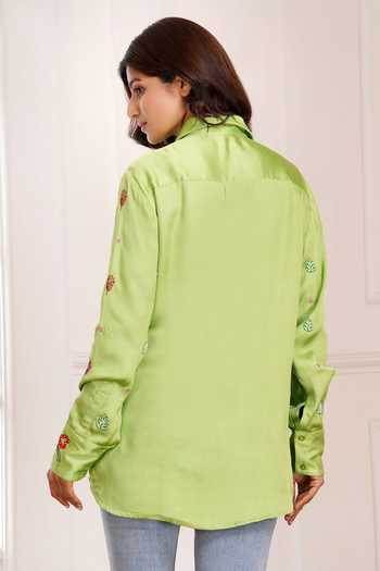 Sheeshakari Silk Placement Embroidered Shirt 