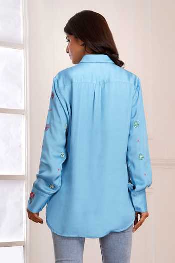 Sheeshakari Silk Placement Embroidered Shirt 