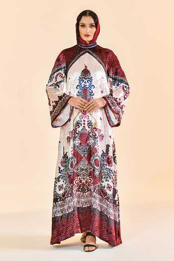 Bhanuni By Jyoti Velvet Dusk Print Abaya 