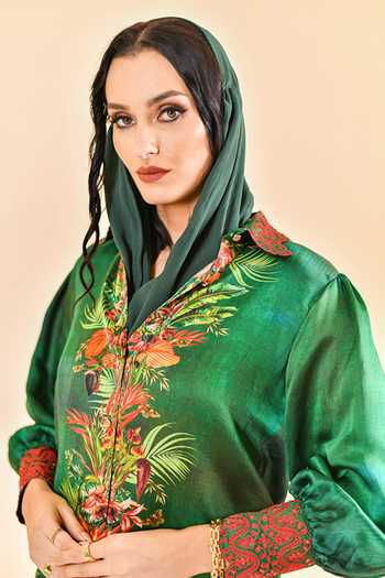 Bhanuni By Jyoti Mirage Green Print Shirt 