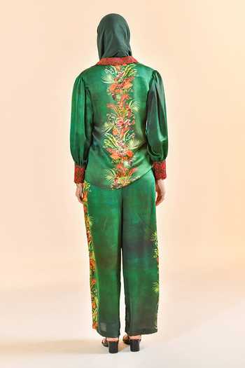 Bhanuni By Jyoti Mirage Green Print Pant 