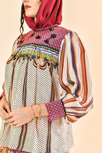 Buy_Bhanuni By Jyoti_Multi Color Viscose Auburn Flame Maxi Skirt _Online_at_Aza_Fashions