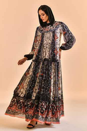 Bhanuni By Jyoti Noir Bloom Print Maxi Dress 