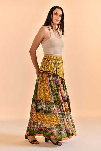 Bhanuni By Jyoti Moss Shadow Printed Maxi Skirt 