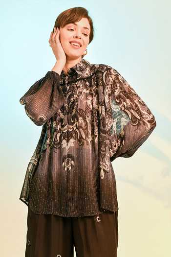 Bhanuni By Jyoti Black Drift Print Shirt 