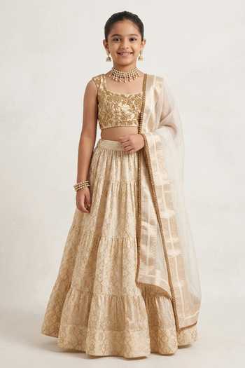 Neha Khullar Geometric Banarasi Lehenga Set For Kids