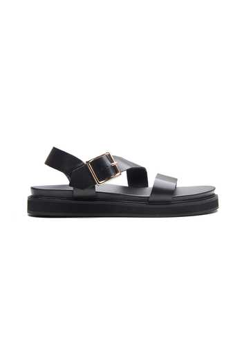 Dang Shoes Black Strap Detail Crust Leather Flats Online at Aza Fashions Dang Shoes_Black Strap Detail Crust Leather Flats _Online_at_Aza_Fashions