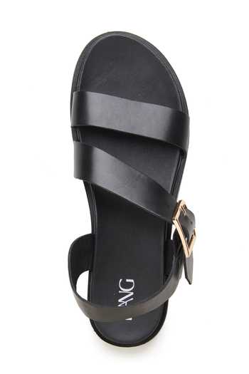 Dang Shoes Strap Detail Crust Leather Flats 