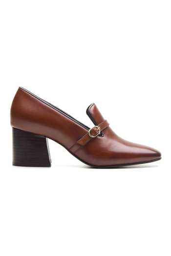 Dang Shoes_Brown Linda Pointed Toe Loafer Heels _Online_at_Aza_Fashions