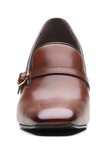 Buy_Dang Shoes_Brown Linda Pointed Toe Loafer Heels _Online_at_Aza_Fashions