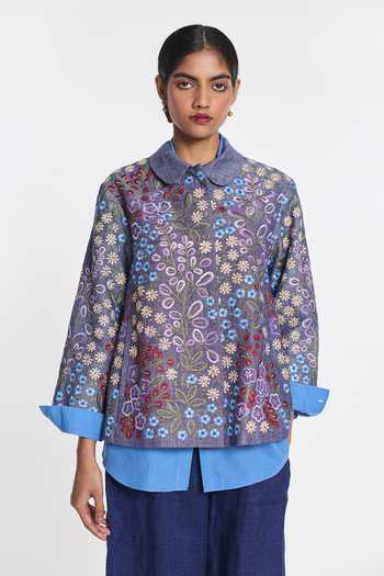 Payal Pratap Torenia Embroidered Cotton Linen Jacket 