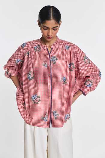 Payal Pratap Lisianthus Gingham Check Top 