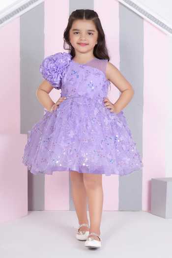 Shop_Mini Stitch_Purple Net Floral Embroidered Dress _Online_at_Aza_Fashions