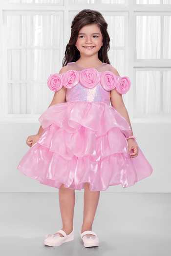 Mini Stitch Floral Applique Embroidered Dress 