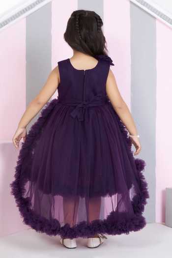 Mini Stitch 3D Floral Applique High Low Dress 