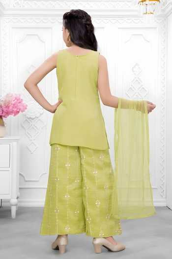 Mini Stitch Sequin Embroidered Kurta Palazzo Dupatta Set 