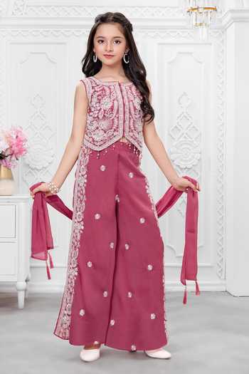 Mini Stitch Embroidered Top Palazzo Set 