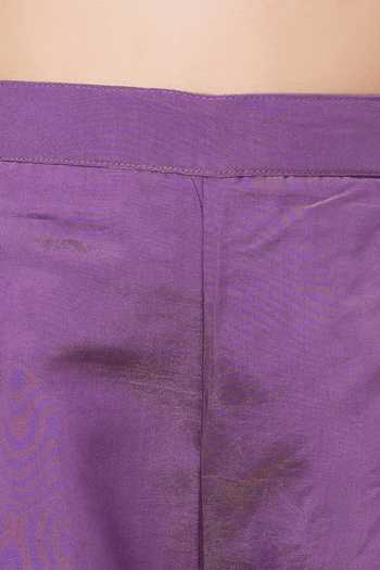Shop_Mini Stitch_Purple Silk, Cotton Embroidered Short Kurta Palazzo Set _Online_at_Aza_Fashions