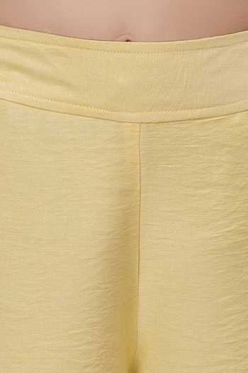 Buy_Mini Stitch_Yellow Rayon Lace Thread Embroidered Kurta And Palazzo Set _Online_at_Aza_Fashions