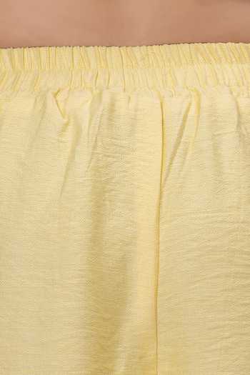 Shop_Mini Stitch_Yellow Rayon Lace Thread Embroidered Kurta And Palazzo Set 