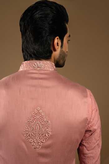 Punit Arora Embroidered Cotton Silk Bundi Kurta Set 