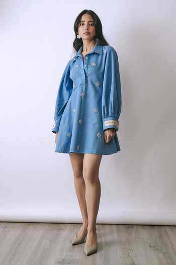 BABITA M Ice Bloom Mini Pearl Embellished Dress 