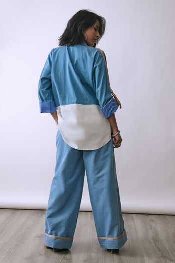 BABITA M Ice Bloom Metallic Chain Shirt & Pant Co-ord Set 