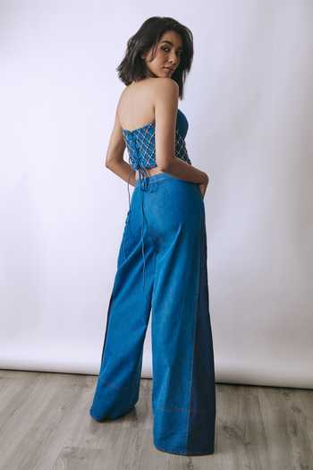 BABITA M Aurelia Denim Corset & Pant Set 