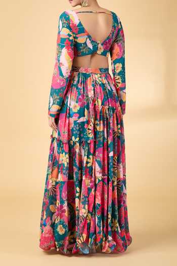 Vana Ethnics Floral Print Lehenga Set For Kids