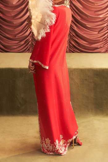 Seema Thukral Beero Mirror Neckline Embroidered Kurta With Bralette For Kids