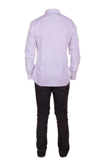 Design O Stitch White Piping Detailed Cotton Shirt For Kids