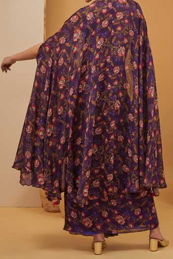 Neha Khullar Floral Bloom Print Cape Set For Kids