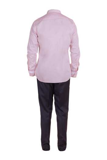 Design O Stitch Baby Pink Cotton Shirt with Contrast Cuffs For Kids